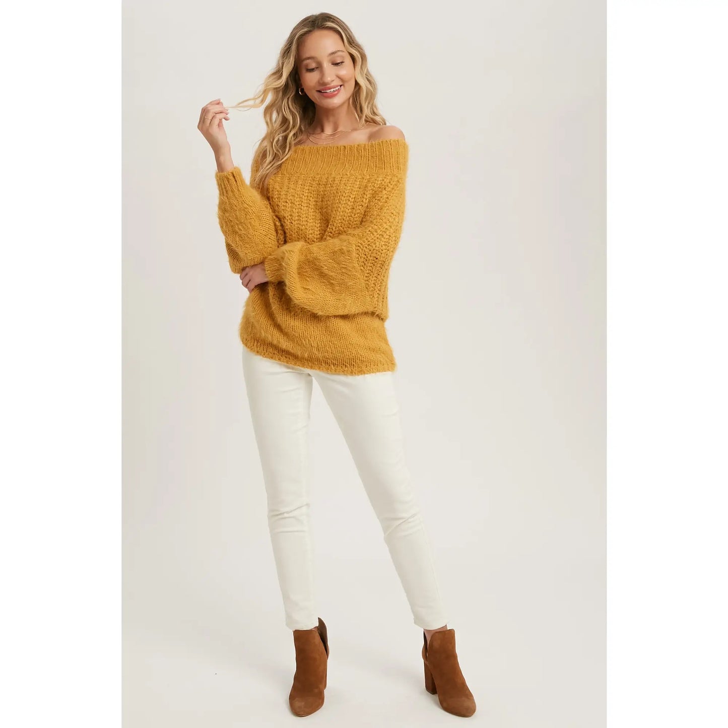 Mustard Fuzzy Knit Sweater