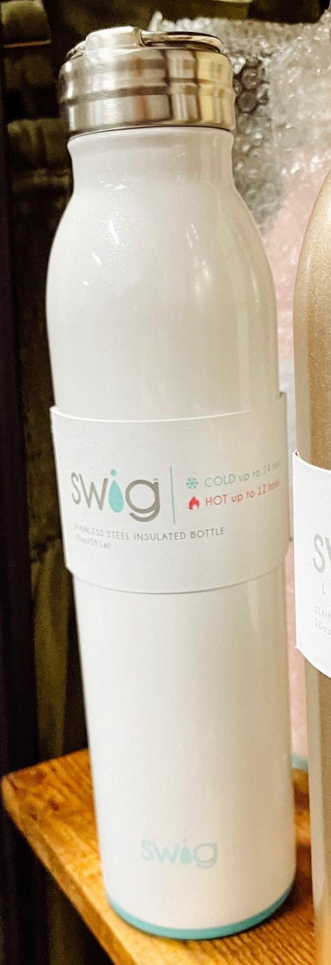 Swig Life 20oz Bottle: White Glitter