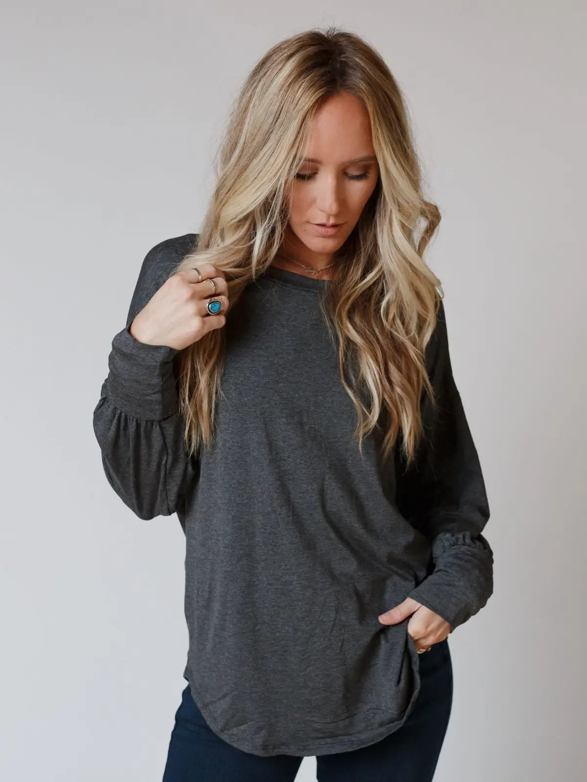 Charcoal Open Back Dolman Top