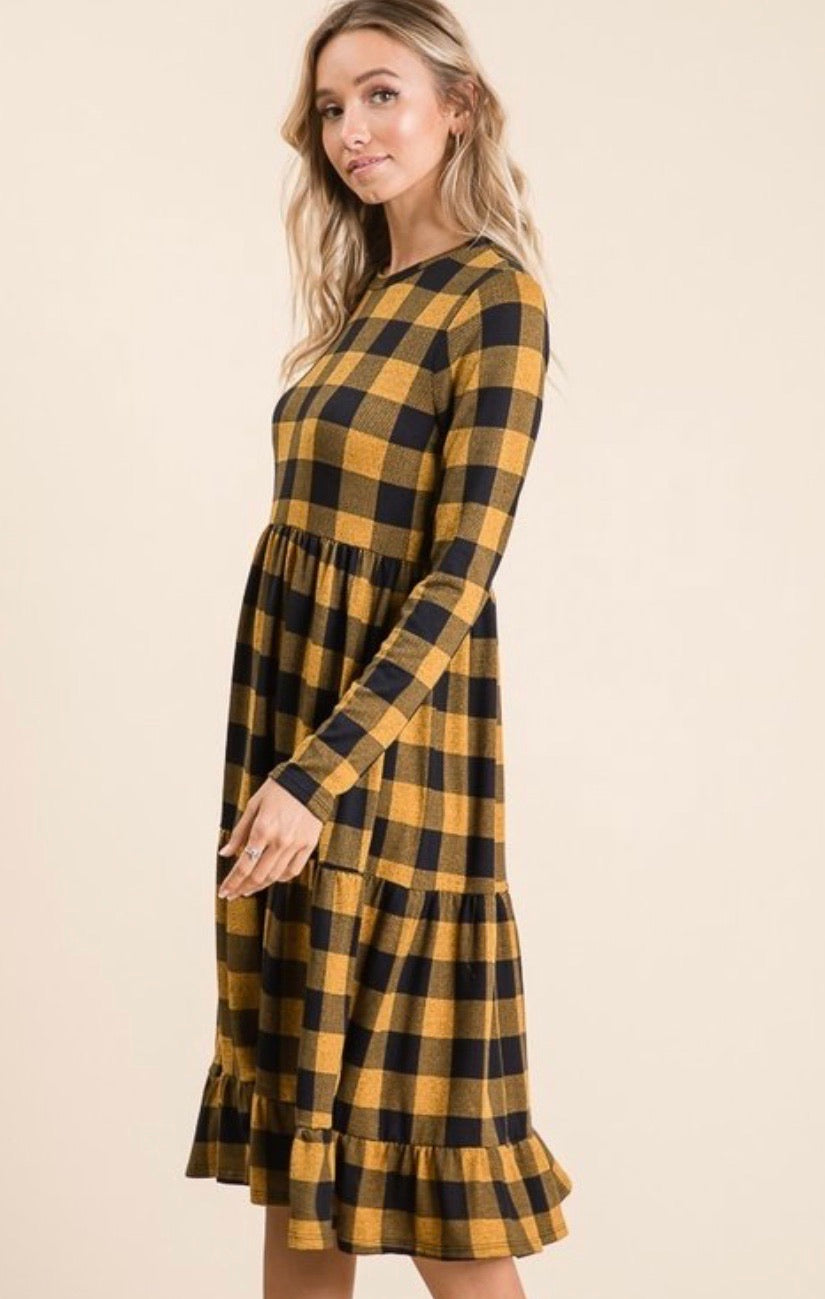 Mustard Plaid Dress