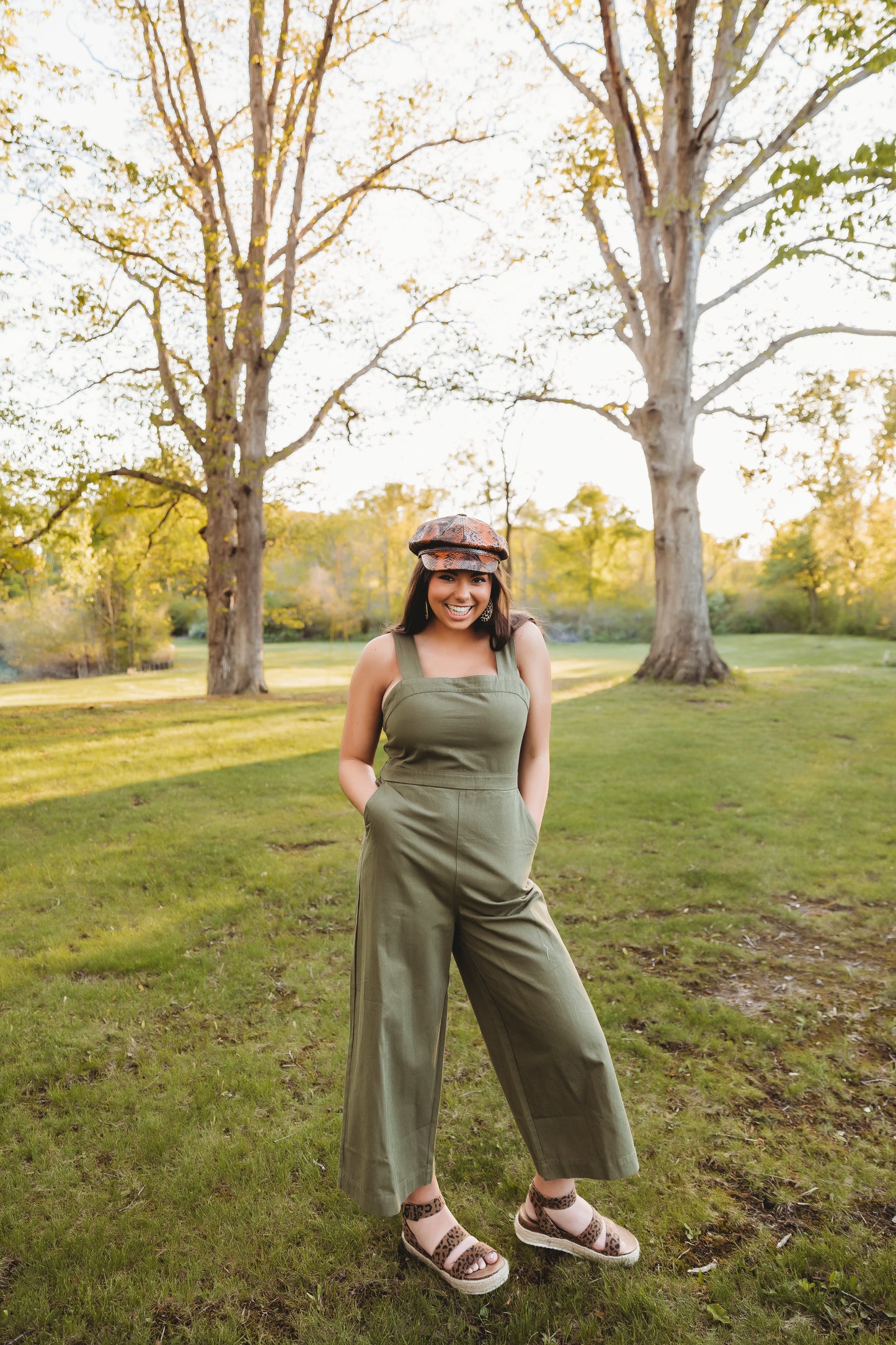 Smocked Back Army Green Jumpsuit