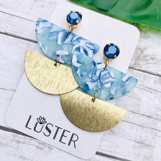 Blue + Gold Statement Earring