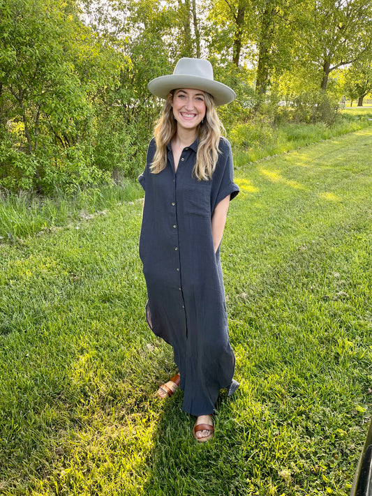 Ash Button Up Maxi Shirt Dress