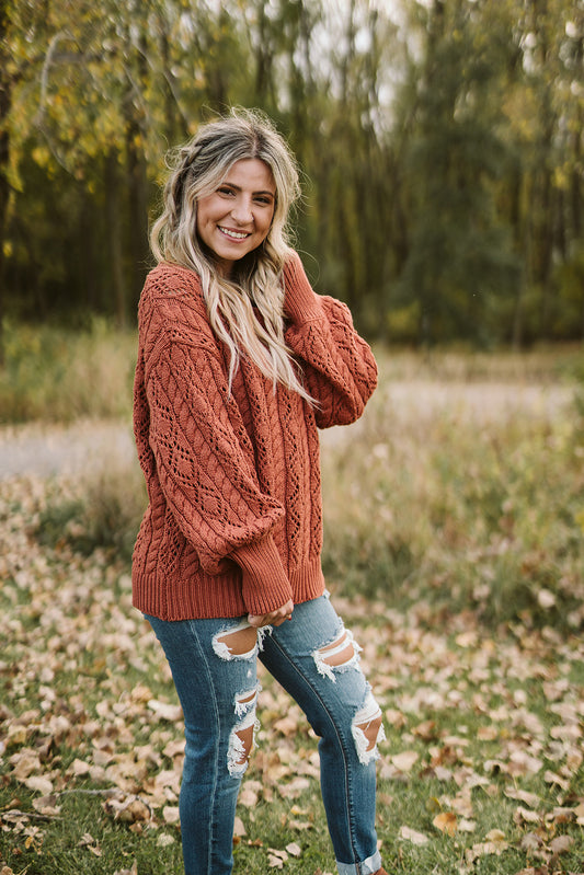 Long Sleeve Solid Cable Sweater