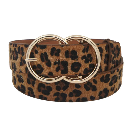 Double Ring Brown Leopard Belt
