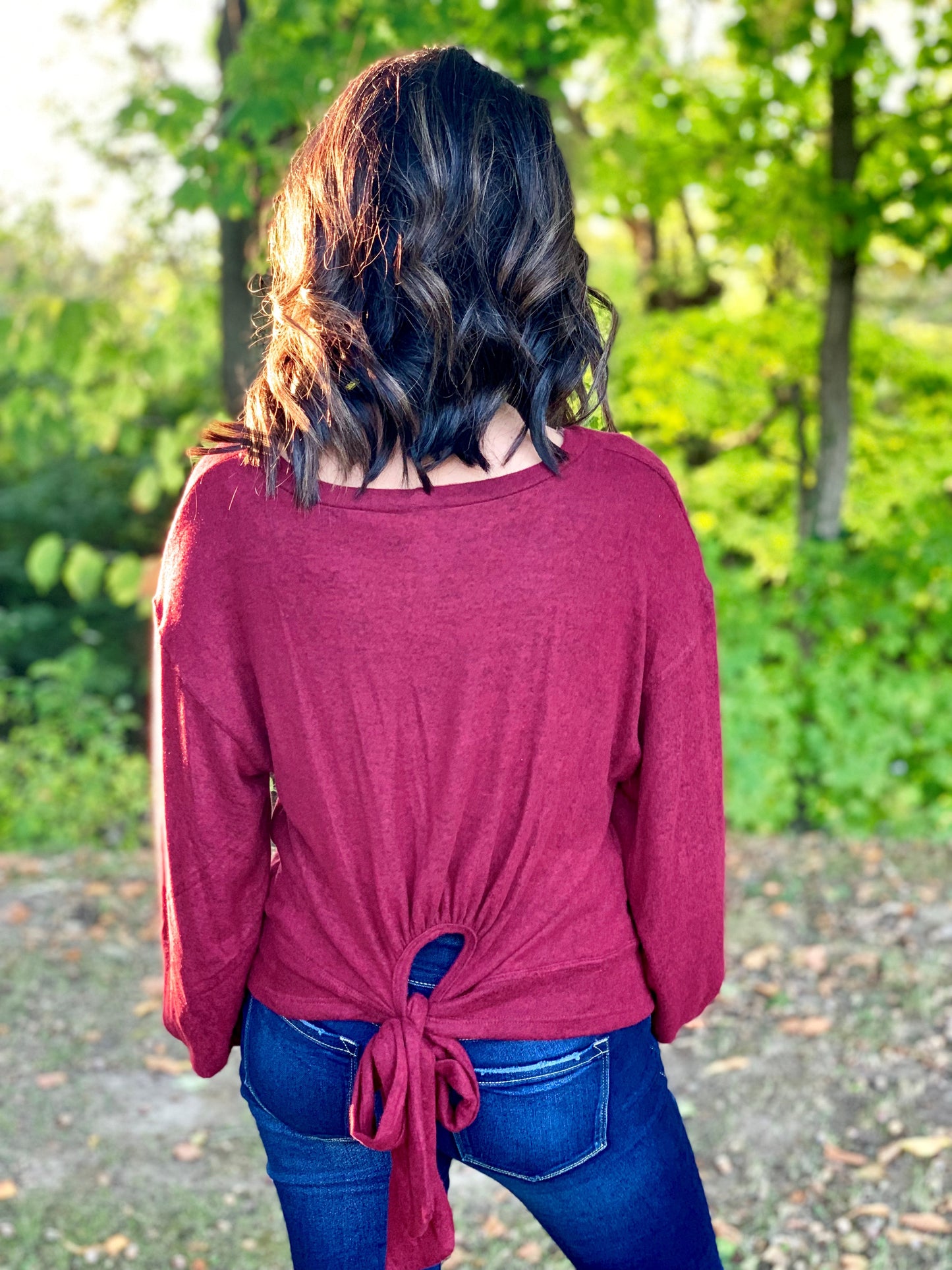 Burgundy Balloon Sleeve Top